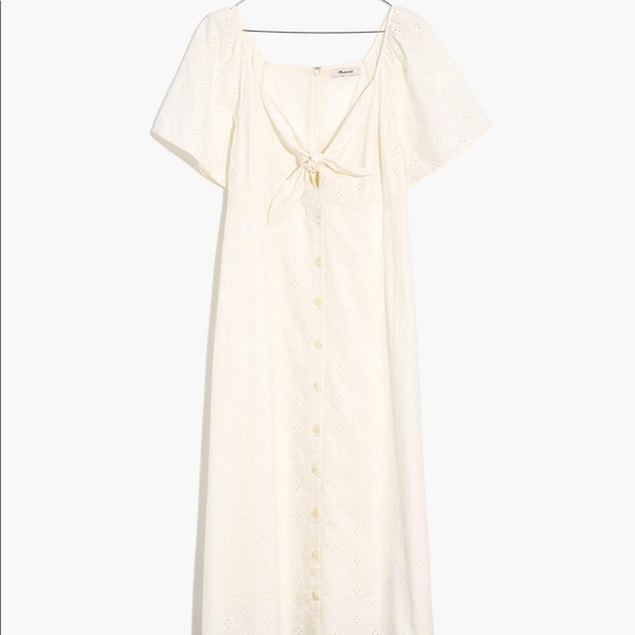 Madewell White Eyelet Tie-Front Midi Dress - Picture 5 of 15